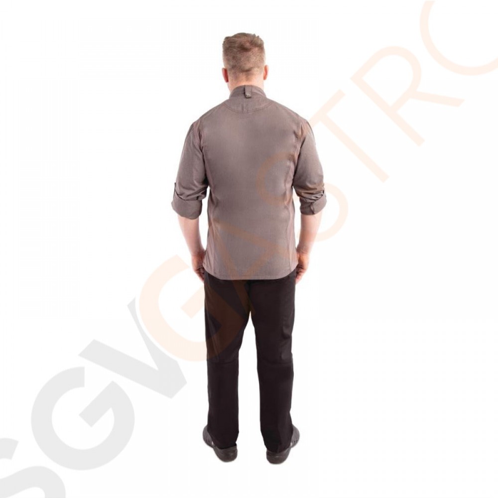 Chef Works Urban Hartford Kochjacke Unisex mit Reißverschluss langärmlig grau XS Brustumfang: 81-86cm | Größe: XS