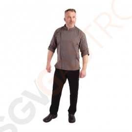 Chef Works Urban Hartford Kochjacke Unisex mit Reißverschluss langärmlig grau XS Brustumfang: 81-86cm | Größe: XS