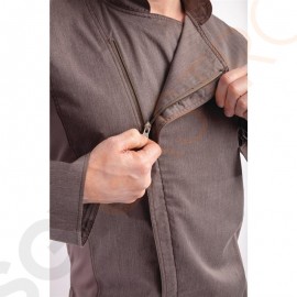 Chef Works Urban Hartford Kochjacke Unisex mit Reißverschluss langärmlig grau XS Brustumfang: 81-86cm | Größe: XS