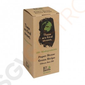 Fiesta Green Kompostierbare Papiertrinkhalme grün geringelt 21(L)cm | 250 Stück