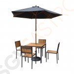 Bolero Stahl- und Akazienholzstühle ohne Armlehnen Stahlgestell | Sitzfläche und Lehne aus Holz | Sitzhöhe: 45cm | 4 Stück