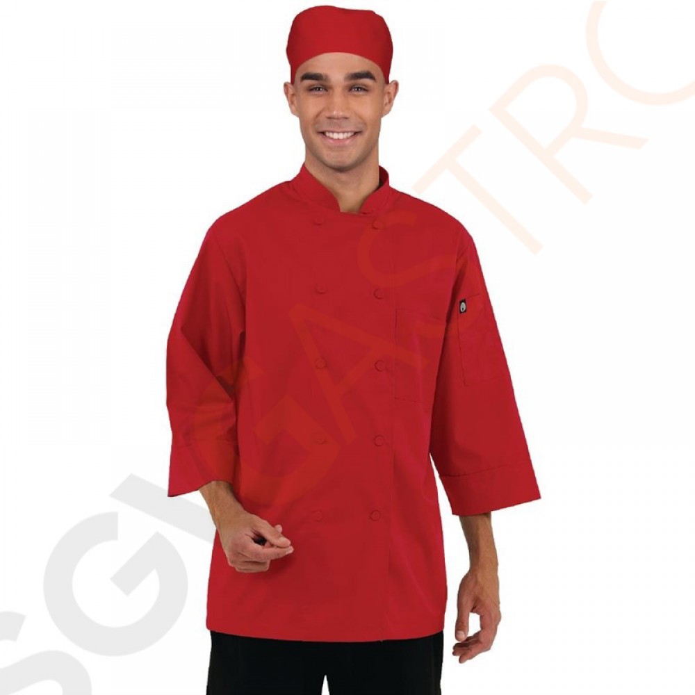 Chef Works Unisex Kochjacke rot XL Größe: XL. Unisex. Farbe: Rot. Dreiviertelarm.