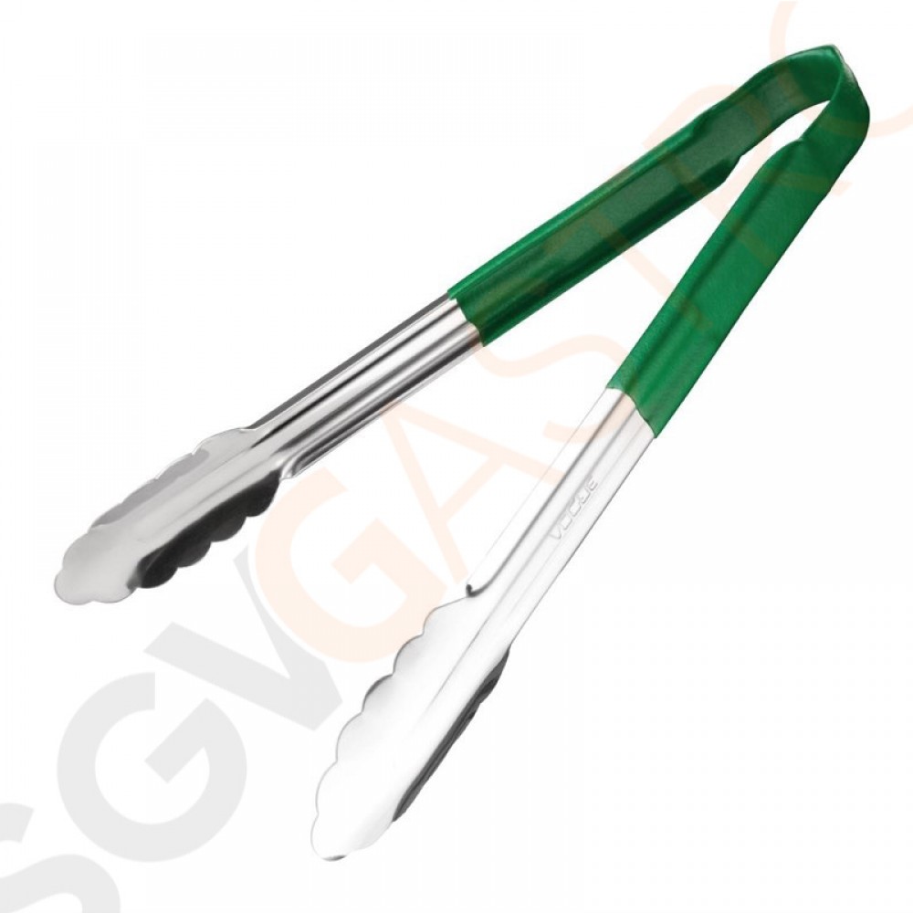 Vogue Servierzange mit Farbkodierung grün Edelstahl. Länge: 290mm. Grün für Obst und Gemüse. Vogue Servierzange mit Farbkodierung grün Edelstahl. Länge: 290mm. Grün für Obst und Gemüse.
