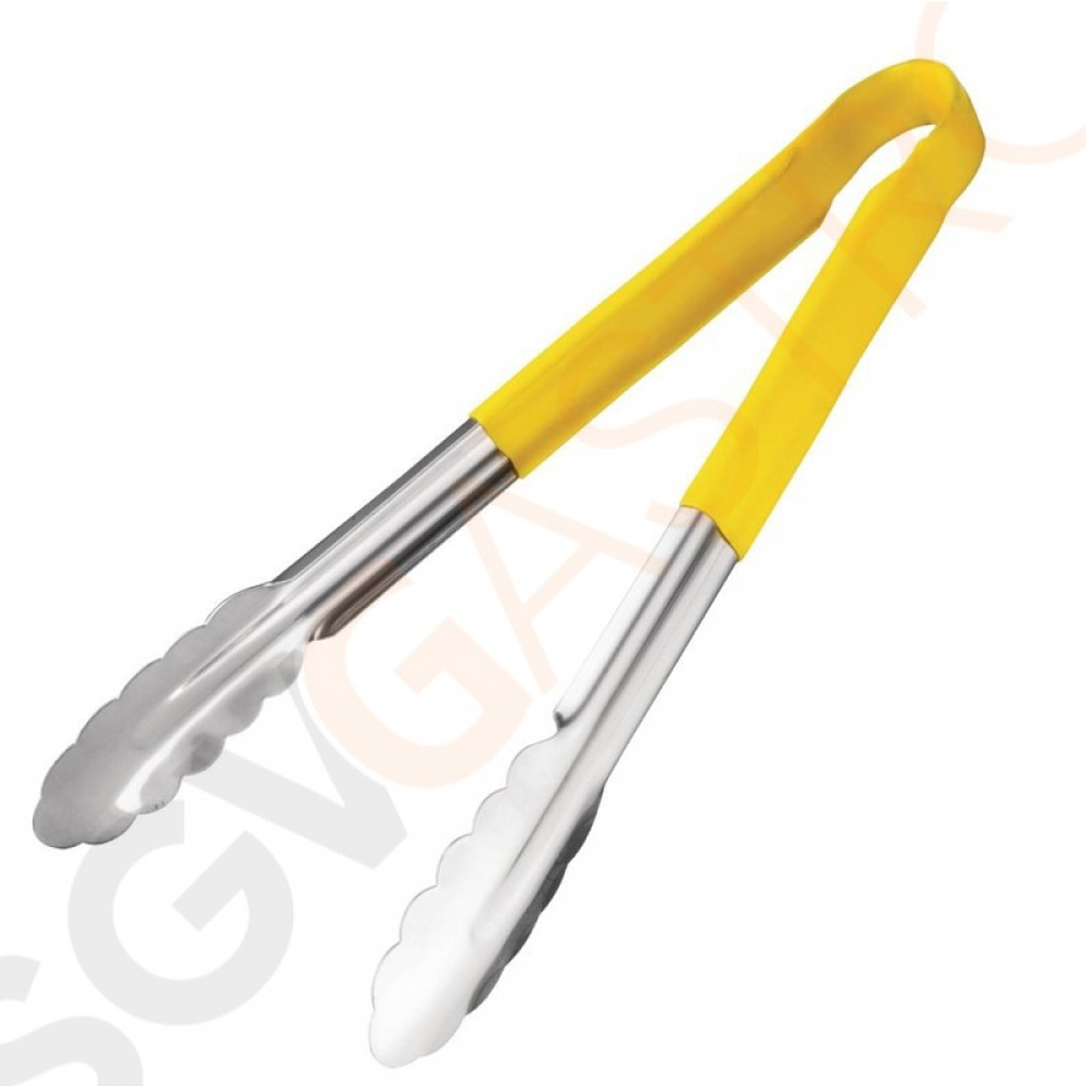 Vogue Servierzange mit Farbkodierung gelb Edelstahl. Länge: 290mm. Gelb für Geflügel. Vogue Servierzange mit Farbkodierung gelb Edelstahl. Länge: 290mm. Gelb für Geflügel.