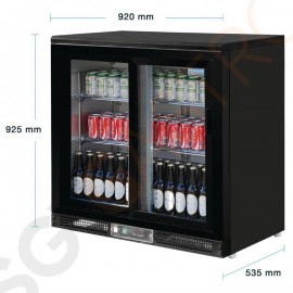 Polar Serie G 2-türiger Barkühlschrank 182 Flaschen Kapazität 223L | 2 Schiebetüren | Schwarz