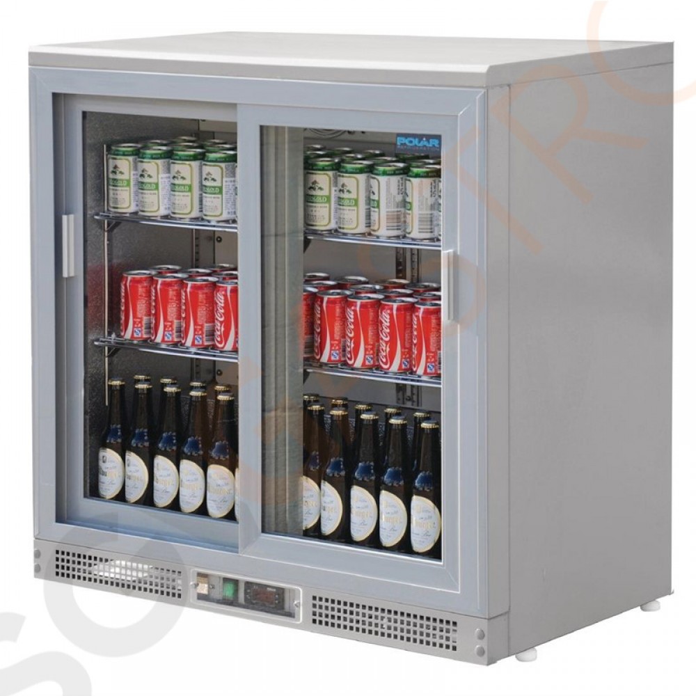 Polar Serie G Barkühlschrank silberfarbig 180 Flaschen Kapazität: 223L | 2 Türen | Silbergrau