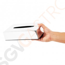 Bolero Taschentuchbox rechteckig Chrom Geeignet für Taschentücher CF120 | Kunststoff und Chrom