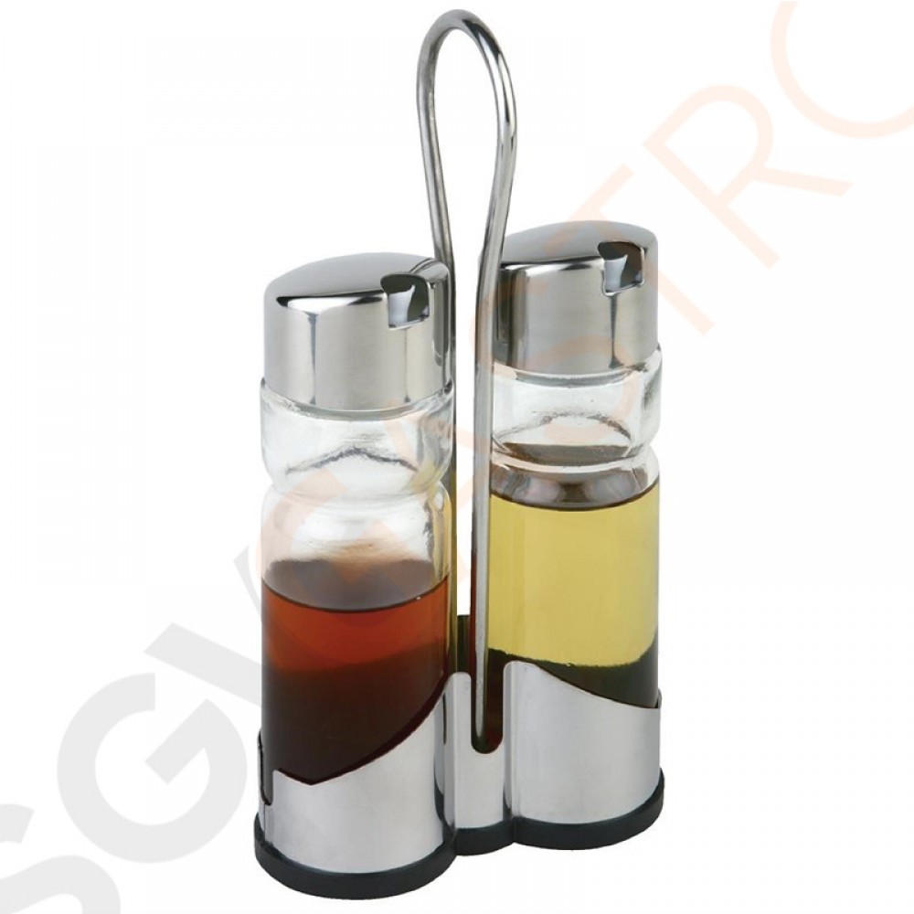 APS Öl- und Essigflaschenset mit Ständer Öl- & Essigflaschen im Ständer | Glas und Edelstahl