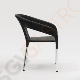 Bolero Rattanstühle mit Armlehne in Aluminiumdesign anthrazit 4 Stück | Sitzhöhe: 45cm | 78 x 55 x 60cm | Aluminium und PE | anthrazit