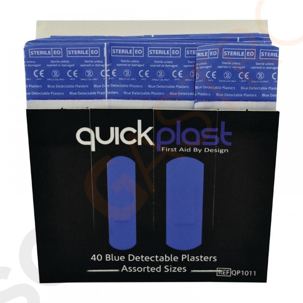 Quickplast blaue Pflaster Geeignet für Quickplast Pflasterspender CM528 | 40 Stück | 7 x 2cm und 7,5 x 2,5cm