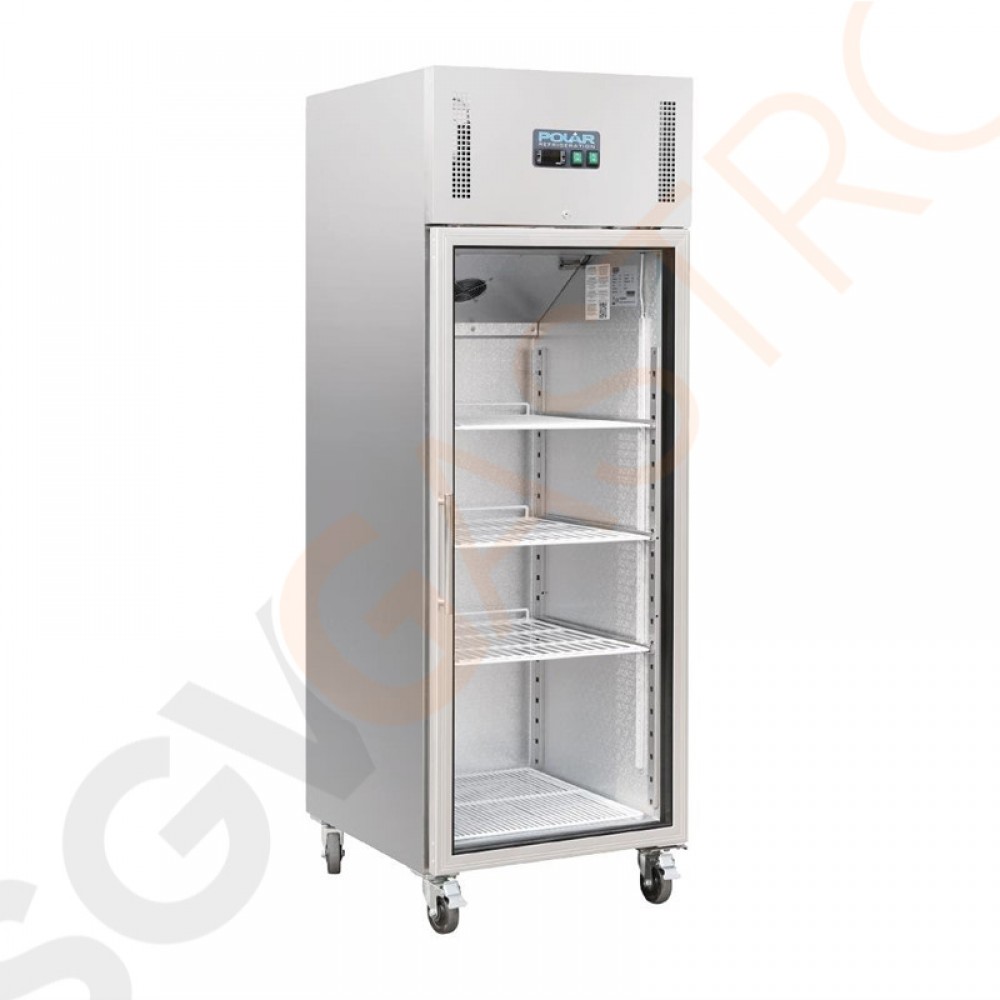 Polar Serie G Gastro Kühlvitrine 1-türig 600L Kapazität: 600L (Netto: 376L) | 1 Glastür | Silbergrau