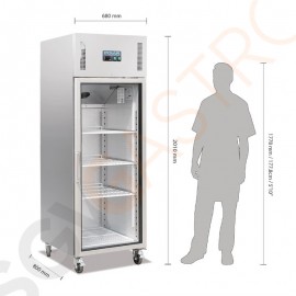 Polar Serie G Gastro Kühlvitrine 1-türig 600L Kapazität: 600L (Netto: 376L) | 1 Glastür | Silbergrau