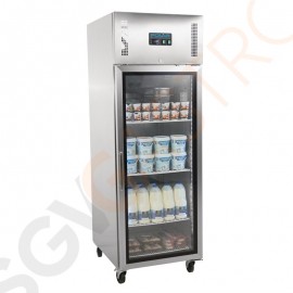 Polar Serie G Gastro Kühlvitrine 1-türig 600L Kapazität: 600L (Netto: 376L) | 1 Glastür | Silbergrau