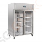 Polar Serie G Gastro Kühlvitrine 2-türig 1200L Kapazität 1200L (Netto: 770L)| 2 Türen | Silbergrau