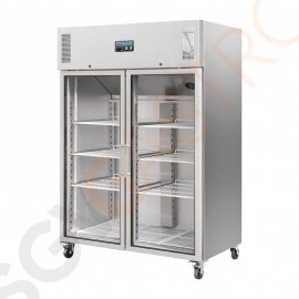 Polar Serie G Gastro Kühlvitrine 2-türig 1200L Kapazität 1200L (Netto: 770L)| 2 Türen | Silbergrau