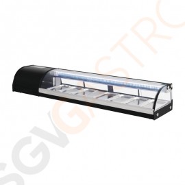 Polar Serie G Kühlvitrine für Sushi 180cm Kapazität: 7 x GN1/3 | 180cm breit | Schwarz