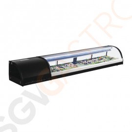 Polar Serie G Kühlvitrine für Sushi 180cm Kapazität: 7 x GN1/3 | 180cm breit | Schwarz