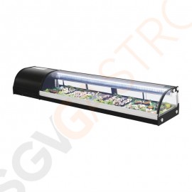 Polar Serie G Kühlvitrine für Sushi 180cm Kapazität: 7 x GN1/3 | 180cm breit | Schwarz