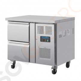 Polar Serie U GN-Kühltisch mit 2 Schubladen 124L 230V | Arbeitsfläche: 92,5 x 70cm | (Nutz)Kapazität: 124L/59L | 2 Schubladen
