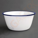 Olympia emaillierte Dessertschalen weiß-blau 7,5cm 6 Stück | 7,5 x 15,5(Ø)cm | Edelstahl und Glasemail | weiß mit blauem Rand