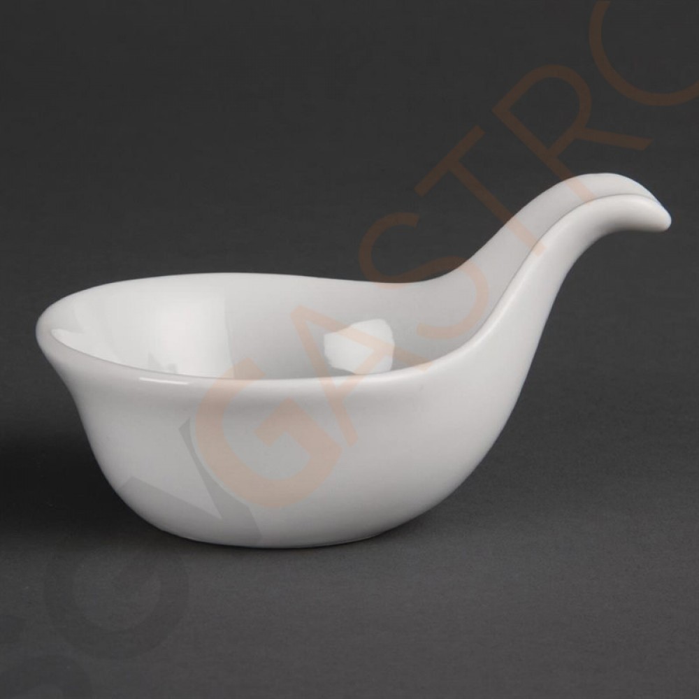 Olympia Whiteware löffelförmige Minidipschalen 8cm 12 Stück | 6 x 12 x 8cm | Porzellan