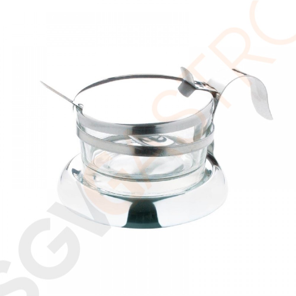 Olympia Parmesanbehälter mit Löffel 7,5 x 11,7(Ø)cm | Edelstahl und Glas