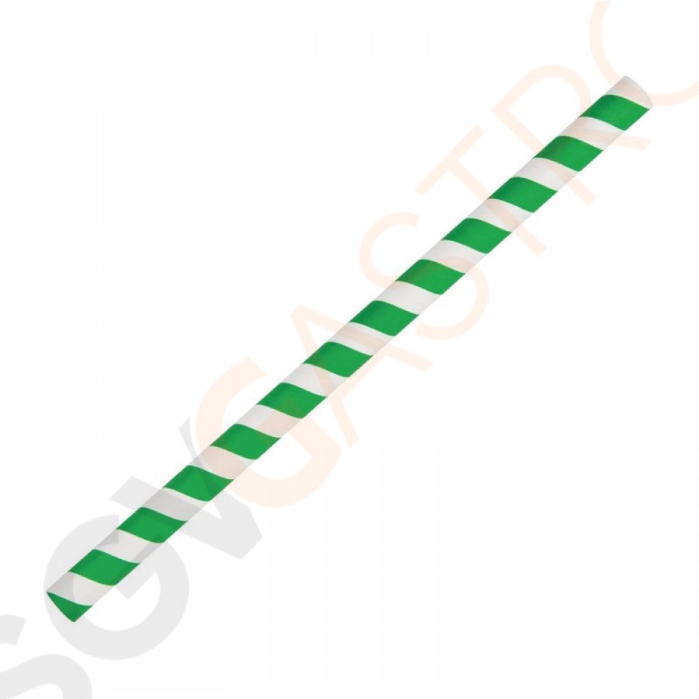 Fiesta Green Smoothie-Trinkhalm Papier grün gestreift 21cm Durchmesser: 1cm | 250 Stück