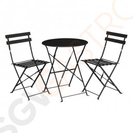 Bolero klappbare Terrassenstühle Stahl schwarz 2 Stück | Sitzhöhe: 44cm | 80 x 38,7 x 47,1cm | Stahl | schwarz