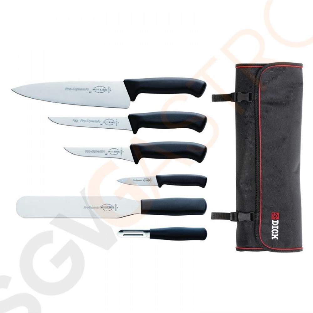 Dick Pro Dynamic 6 teiliges Messerset mit Tasche Kochmesser | flexibles Messer | Palettenmesser | Ausbeinmesser | Schälmesser |  Schäler | Messertasche