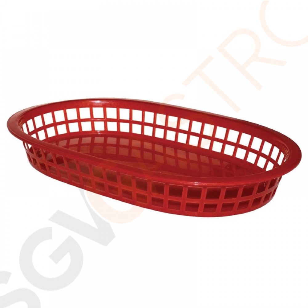 Olympia ovale Servierkörbe Kunststoff rot 6 Stück | 4 x 27,5 x 17,5cm | Polypropylen | rot