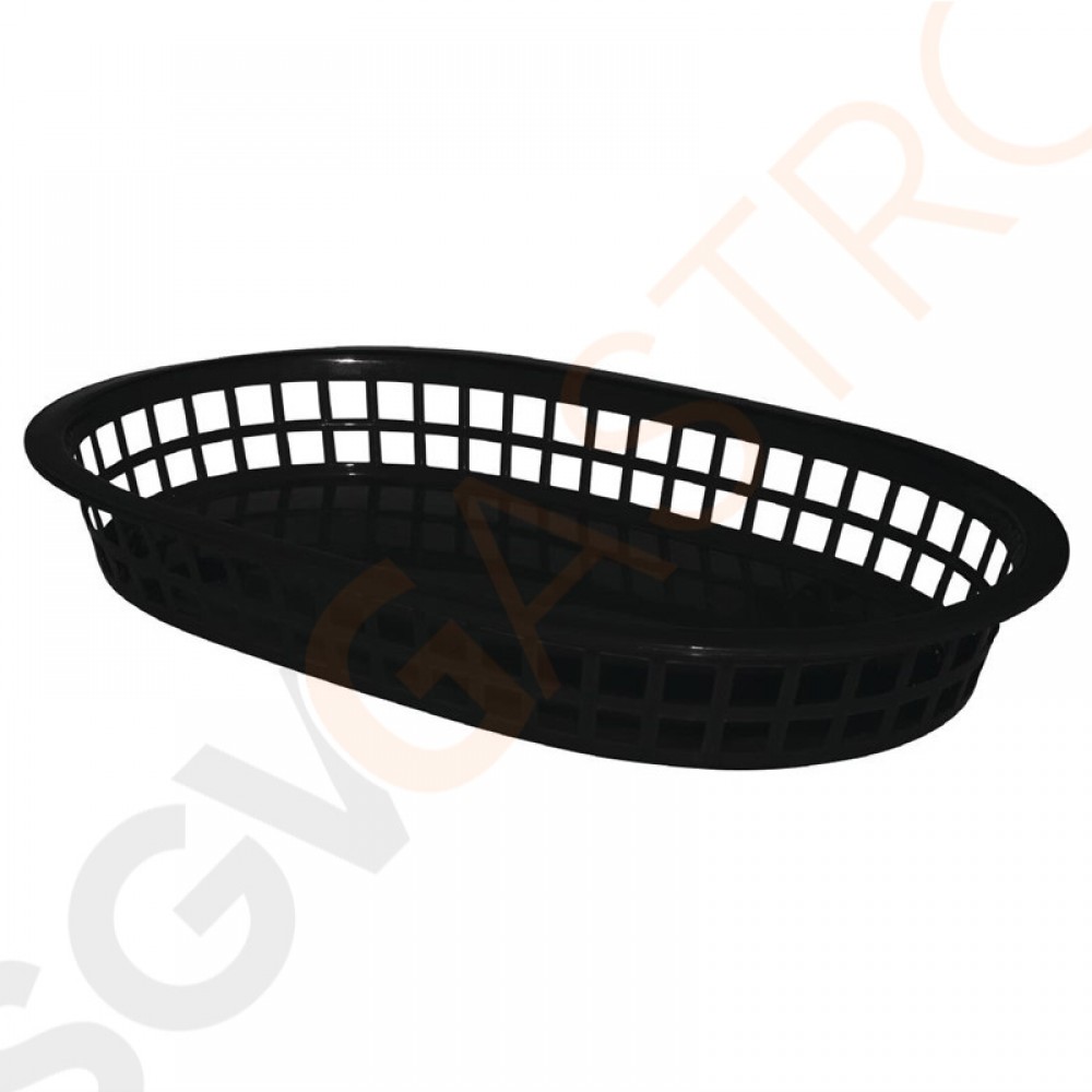 Olympia ovale Servierkörbe Kunststoff schwarz 6 Stück | 4 x 27,5 x 17,5cm | Polypropylen | schwarz