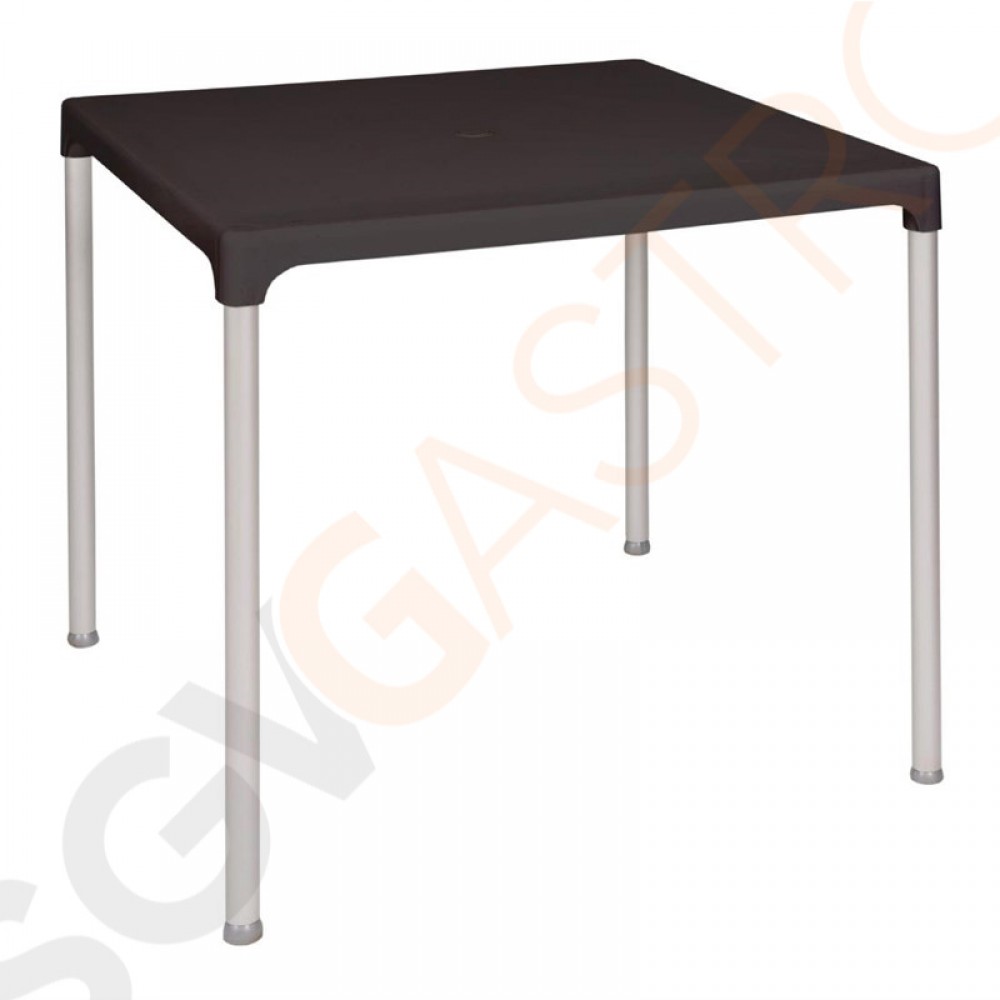 Bolero quadratischer Tisch Kunststoff schwarz 75cm Mit Sonnenschirmloch | 72 x 75 x 75cm | Polypropylen | schwarz