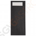Europochette Papier-Bestecktaschen schwarz mit weißen Servietten Schwarz | 600 Stück