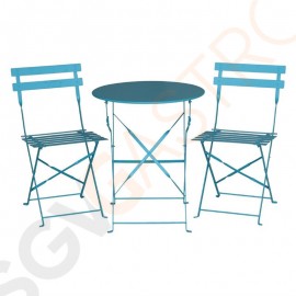 Bolero klappbare Terrassenstühle Stahl azurblau 2 Stück | Sitzhöhe: 44cm | 80 x 38,7 x 47,1cm | Stahl | azurblau
