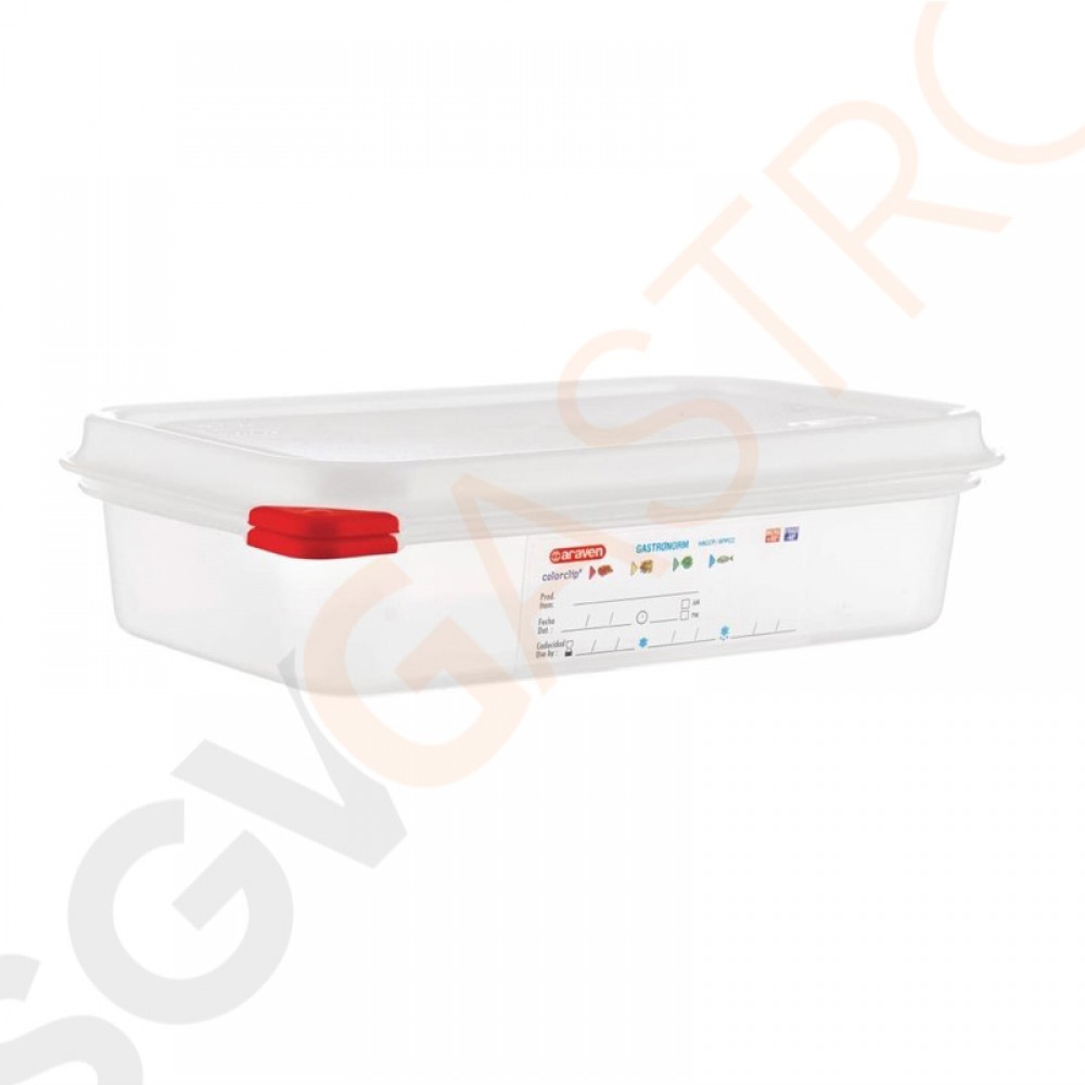 Araven GN1/4 Lebensmittelbehälter mit Deckel 1,8L Polypropylen 1,8L mit Deckel 4er Pack