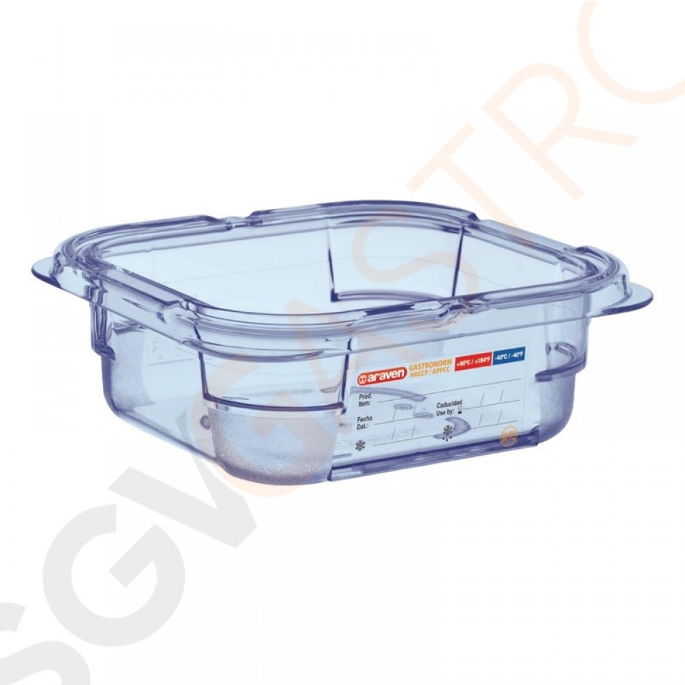 Araven GN1/6 ABS Lebensmittelbehälter blau 65mm Größe: 65(H) x 162(B) x 176(L)mm