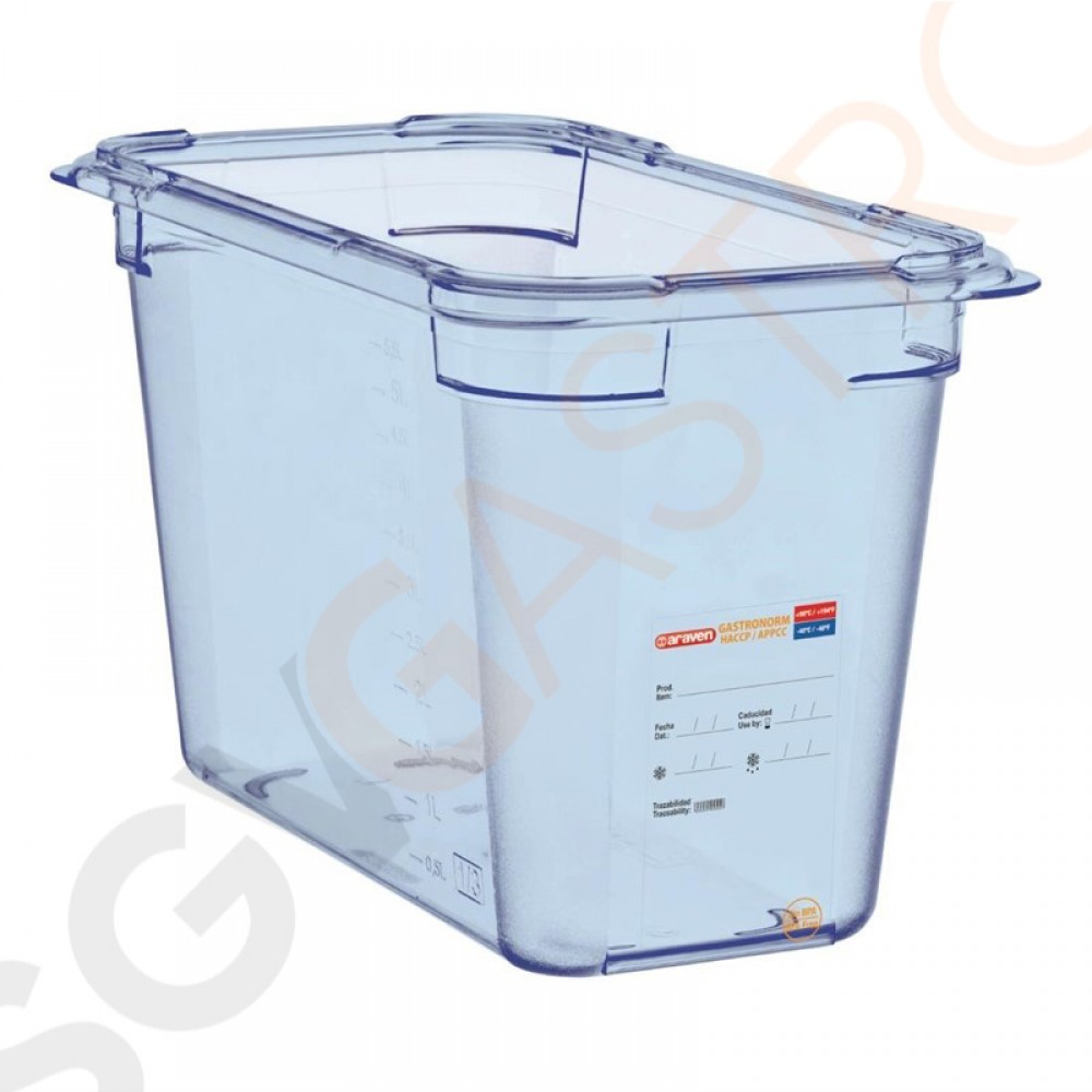 Araven GN1/3 Lebensmittelbehälter blau 200mm Größe: 200(H) x 176(B) x 325(L)mm