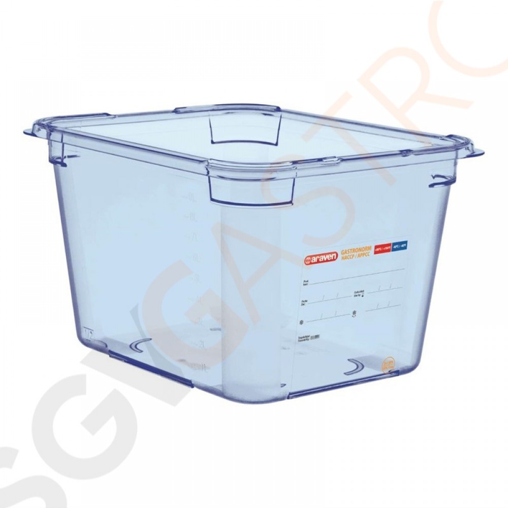 Araven GN1/2 Lebensmittelbehälter blau 200mm Größe: 200(H) x 265(B) x 325(L)mm