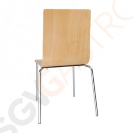 Bolero Esszimmerstühle Buchenfurnier Buche 4 Stück | Sitzhöhe: 46cm | 85,5 x 50,5 x 52cm | Buchenfurnier und verchromter Stahl | Buche