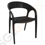 Bolero Rattanstühle mit Armlehne schwarz 4 Stück | Sitzhöhe: 46,5cm | 82 x 55 x 59,5cm | Polypropylen | braun