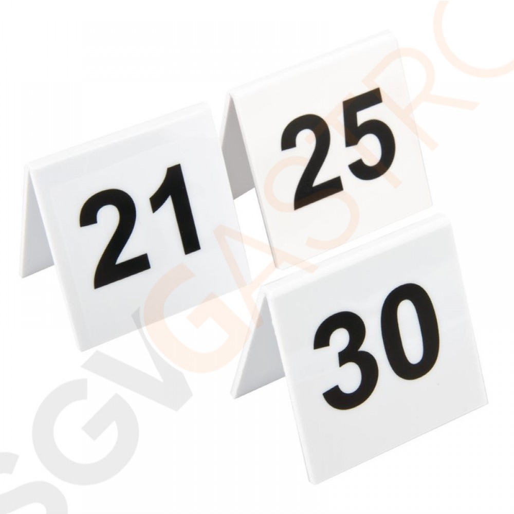 Olympia Tischnummernschilder Kunststoff 21 - 30 Nummer 21 - 30 | Kunststoff | Schwarz auf Weiß