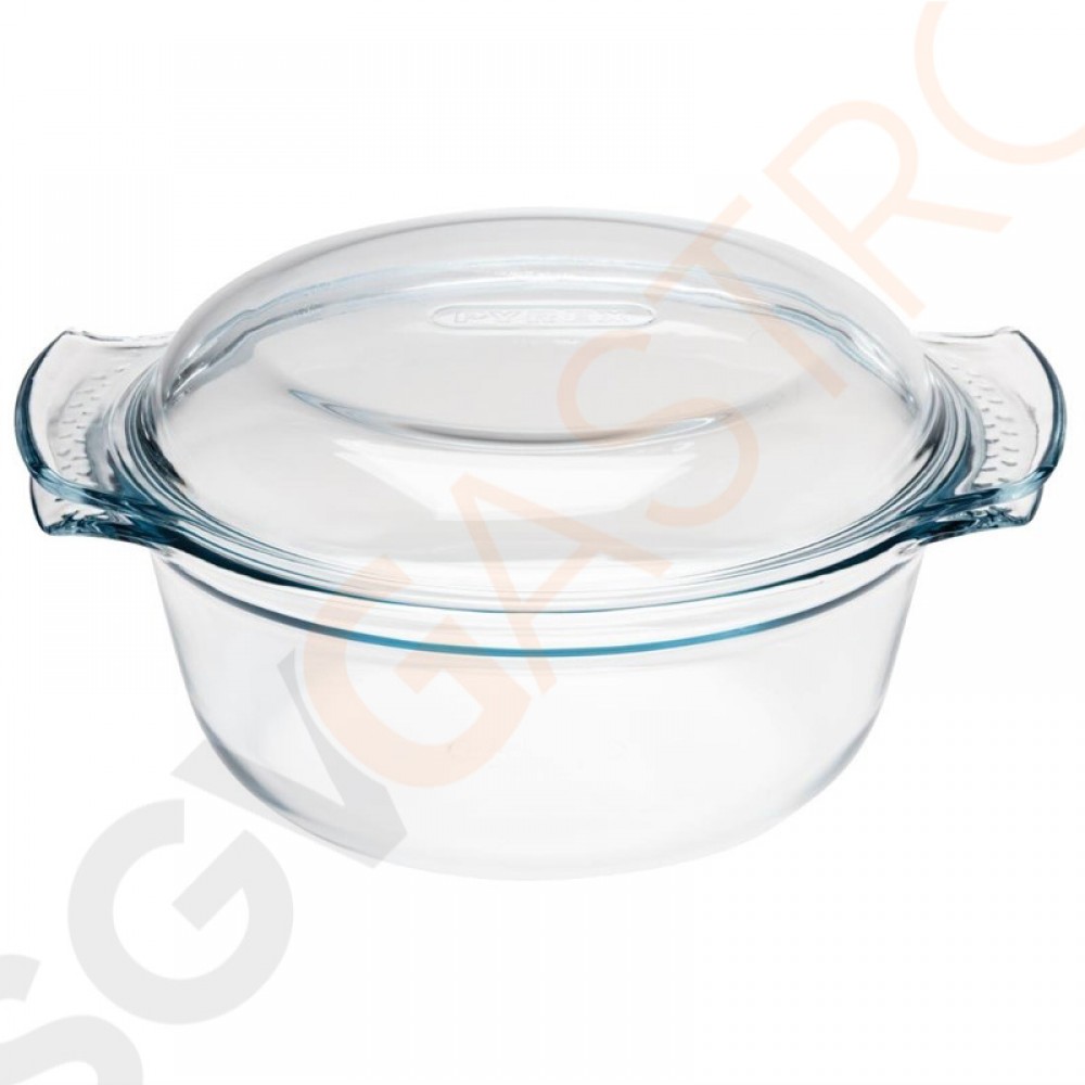 Pyrex runder Glas Schmortopf 3,5L Kapazität: 2,5L | Kapazität mit Deckel: 3,5L | Glas