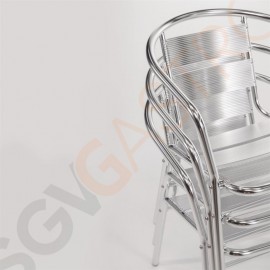 Bolero Bistrostühle mit gerundeter Armlehne Aluminium 4 Stück | Sitzhöhe: 45cm | 73,5 x 53 x 58cm | Aluminium