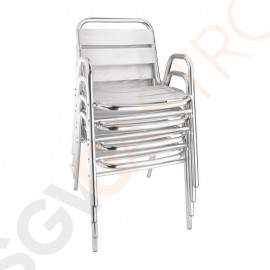 Bolero Bistrostühle mit Unterarmlehne Aluminium 4 Stück | Sitzhöhe: 45cm | 78 x 60 x 49,5cm | Aluminium