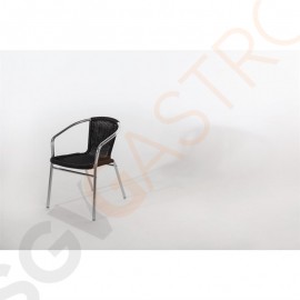 Bolero Rattanstühle mit Armlehne in Aluminiumdesign schwarz 4 Stück | Sitzhöhe: 45cm | 73,5 x 53 x 58cm | Aluminium und PE-Rattan | schwarz
