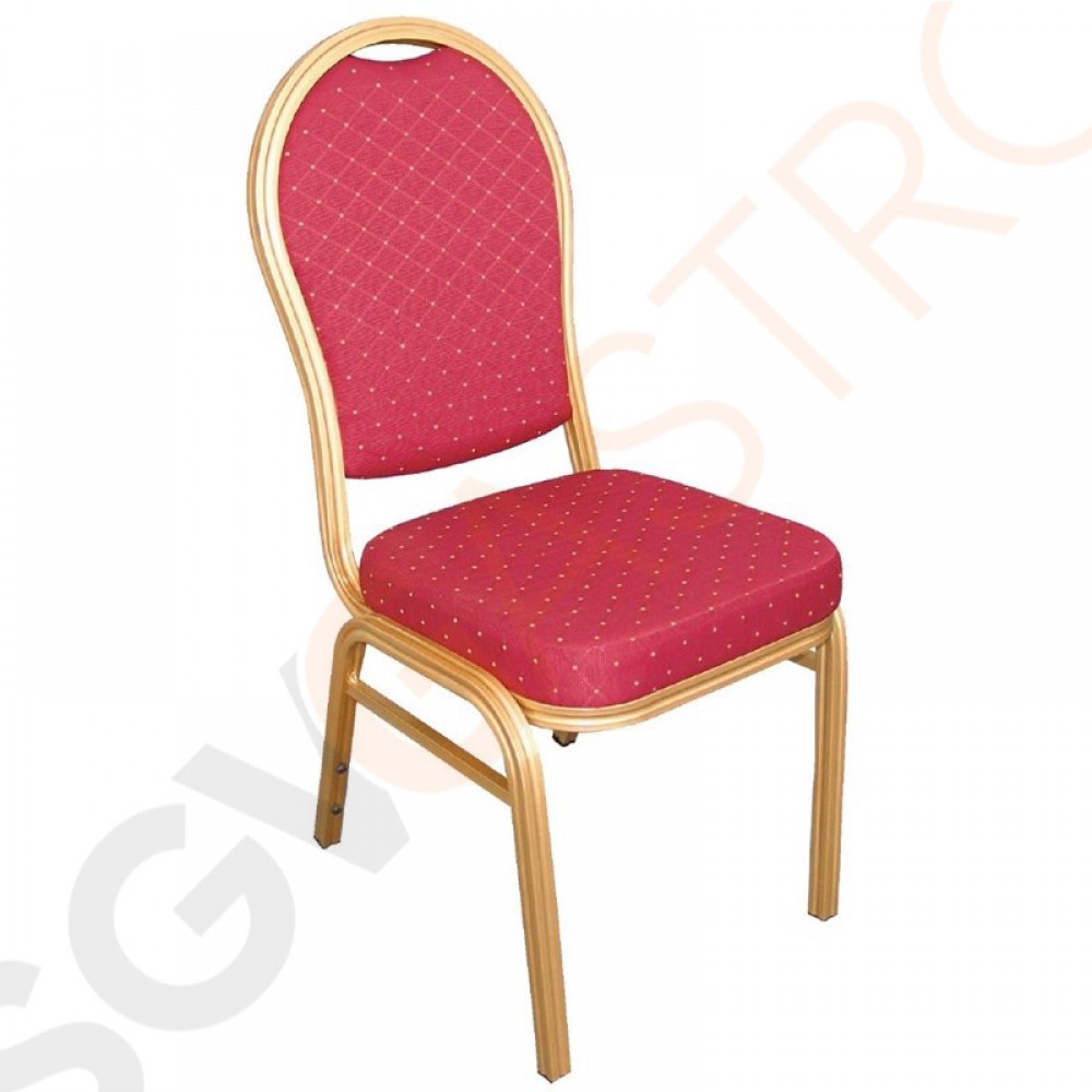 Bolero Bankettstühle mit runder Lehne rot 4 Stück | Sitzhöhe: 46cm | 94 x 44 x 47cm | Aluminium und Stoff | rot