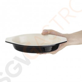Vogue Gratinschale 650ml schwarz oval Farbe: Schwarz. Material: Gusseisen. Induktionsgeeignet.