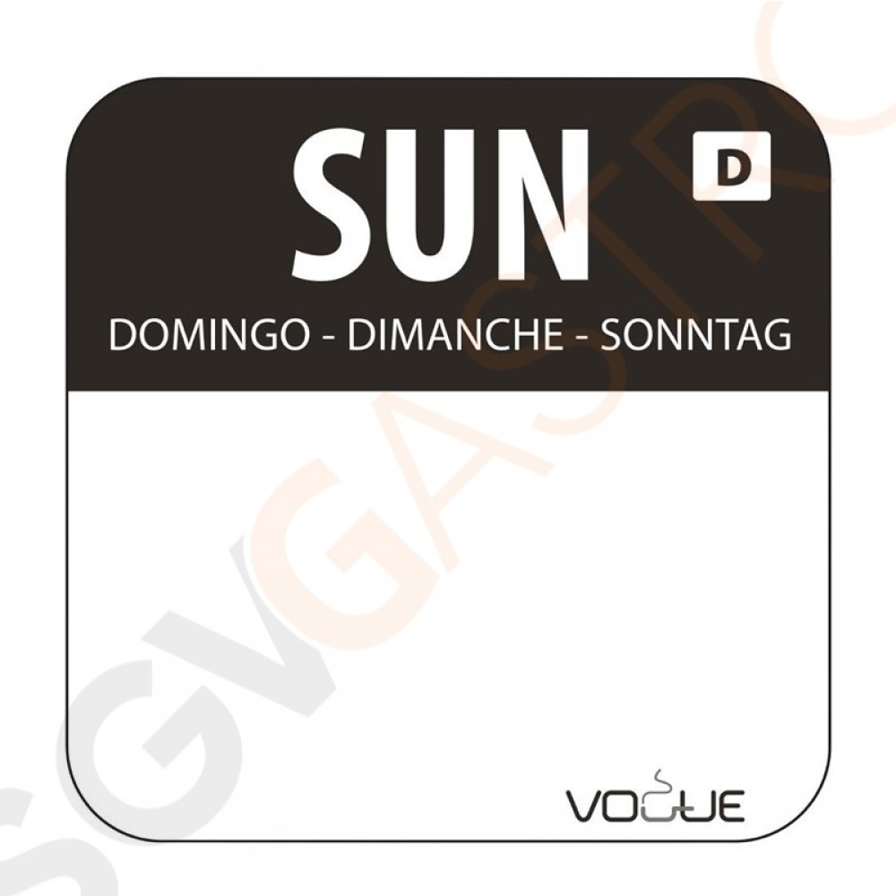 Vogue Selbstauflösende Lebensmittelrotationsetiketten Sonntag Sonntag.