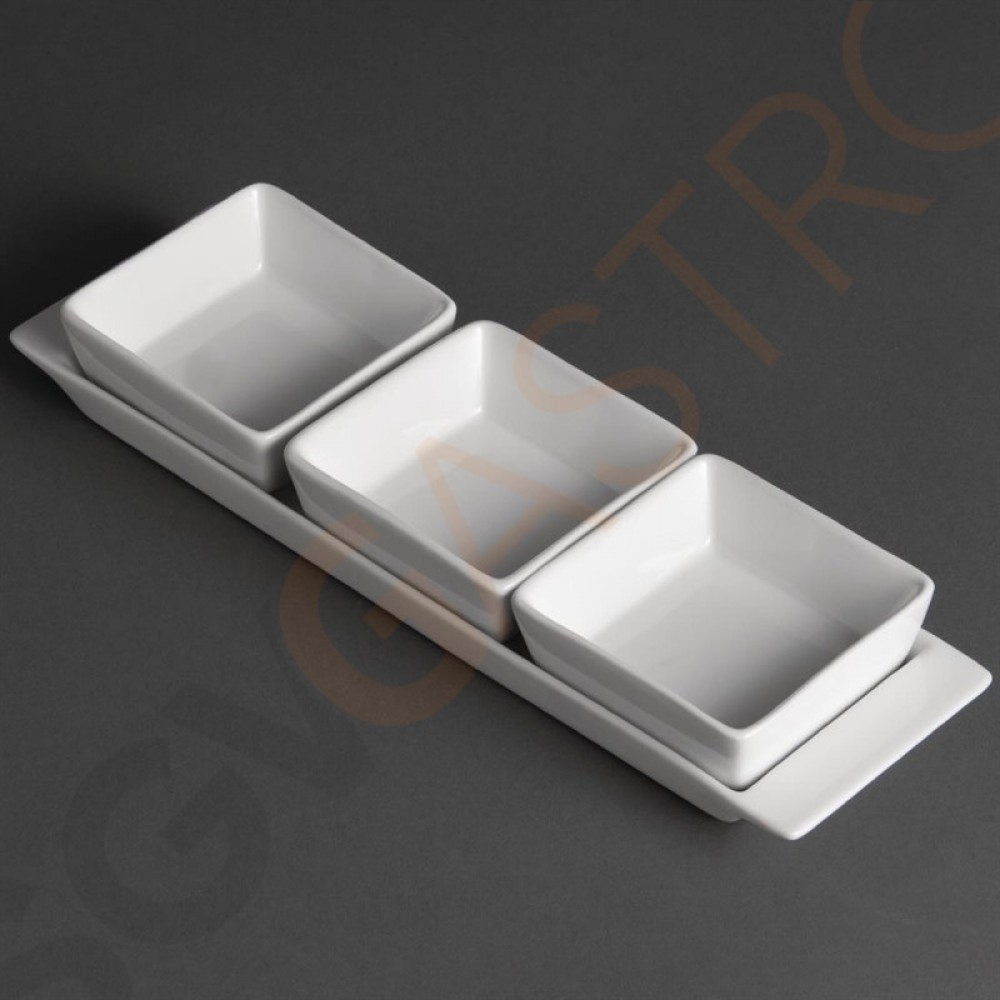 Olympia Whiteware Servierschale mit 3 Schälchen 2 Sets | 30 x 9cm | Porzellan Olympia Whiteware Servierschale mit 3 Schälchen 2 Sets | 30 x 9cm | Porzellan
