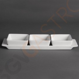 Olympia Whiteware Servierschale mit 3 Schälchen 2 Sets | 30 x 9cm | Porzellan